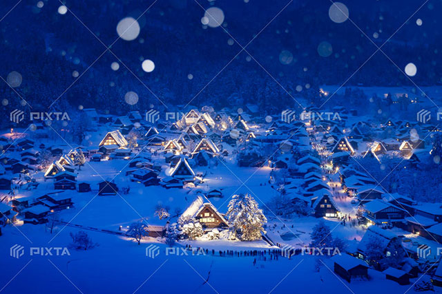 白川郷の雪景色