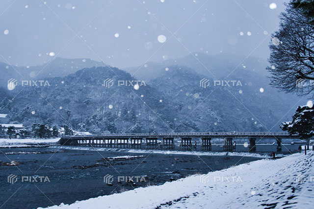 嵐山の雪景色